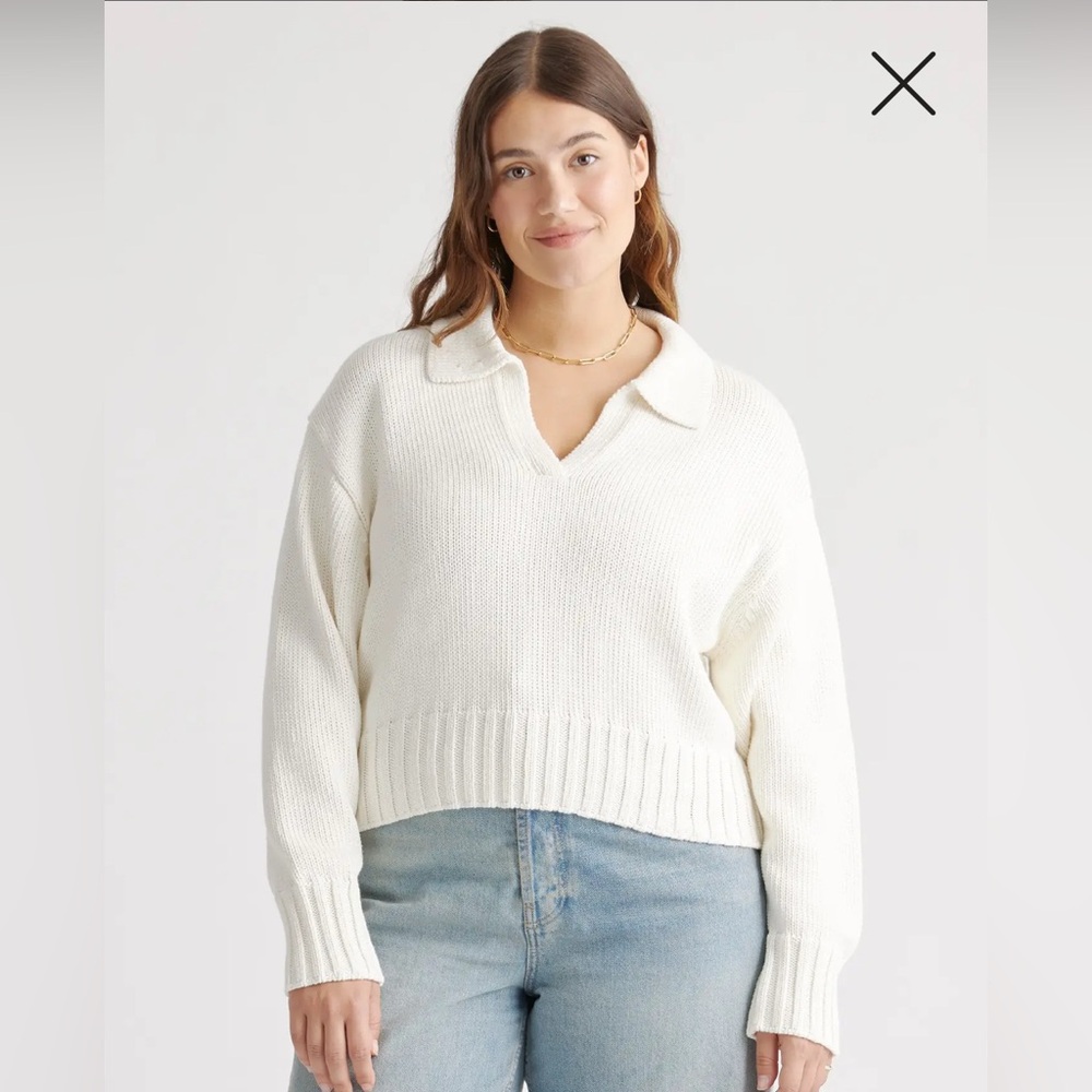 Quince 100% Organic Cropped Cotton Polo Sweater